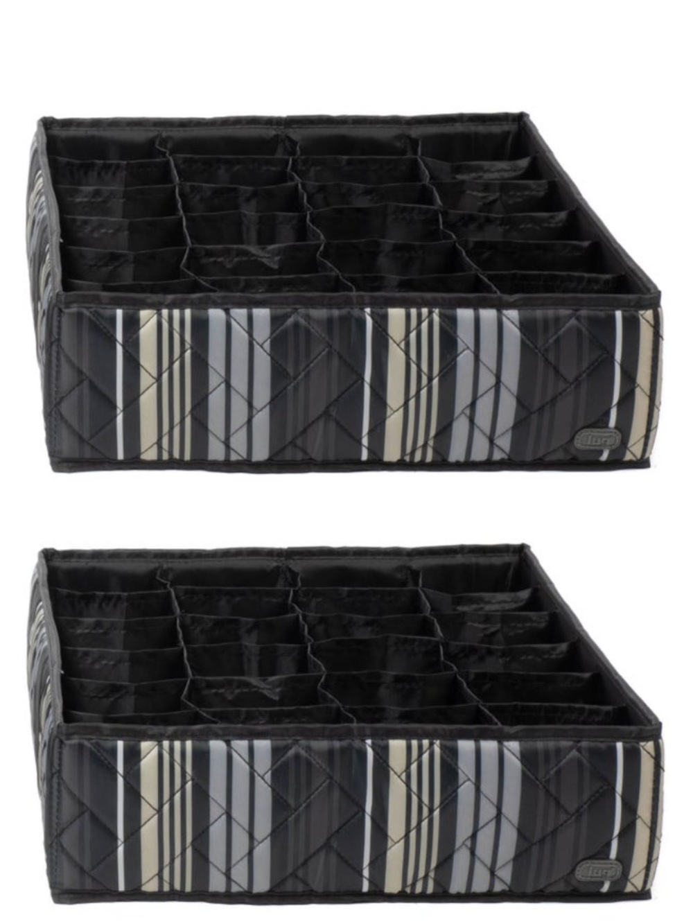 Lug Trolley 2pc 24 Pocket Drawer Organizers Love Stripe Black
